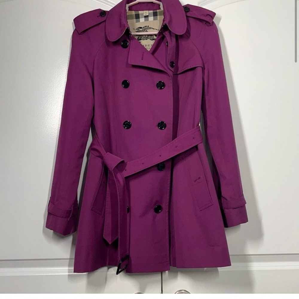Burberry Fuchsia Mid Length Trench Coat size US 12 with Authentication